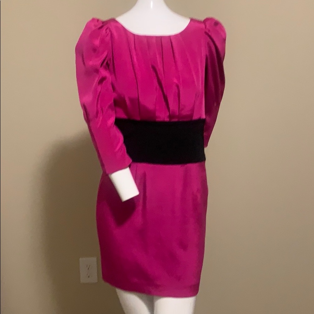Jay Godfrey Silk Lycra Dress 4 NWOT Pink Black Colorblock Exposed Zip Mini